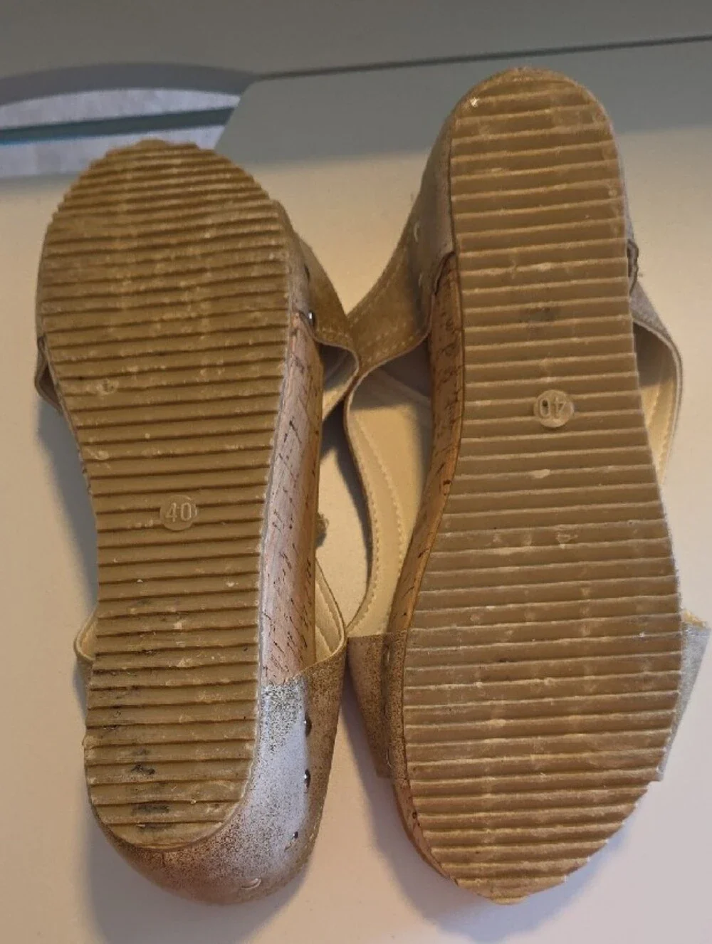 Wedge Slide Sandals in Tan